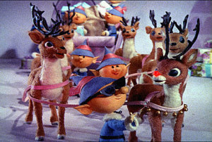 Rudolph leading all the other reindeer